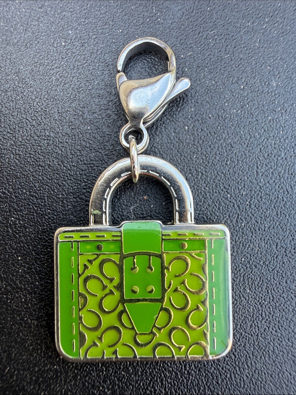 Coach Lime Green Handbag Charm with Silver Hardware